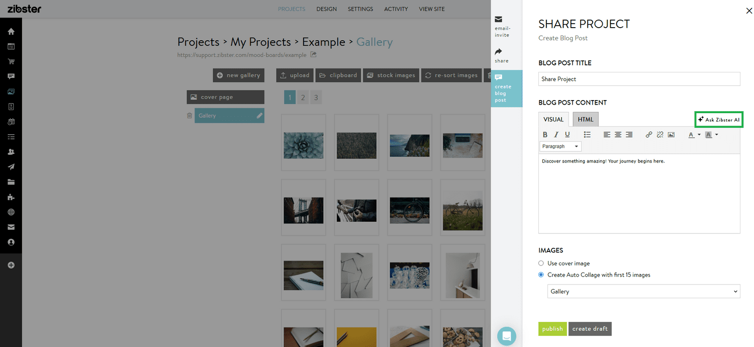How To Create A Blog Post Using Mood Board Projects - Zibster Knowledge ...